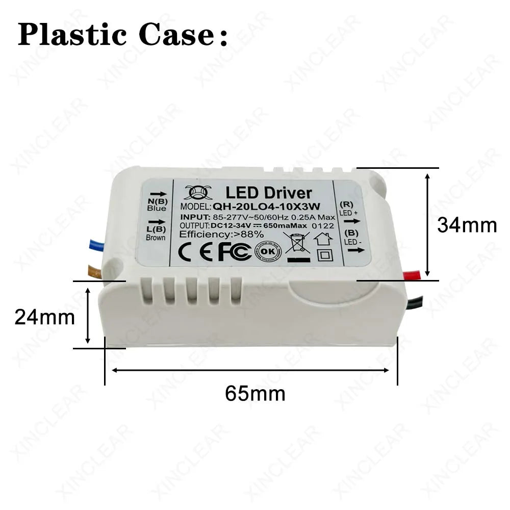 pilote led 7w 10w 12w 15w 18w 20w blanc driver compact certification rohs fcc