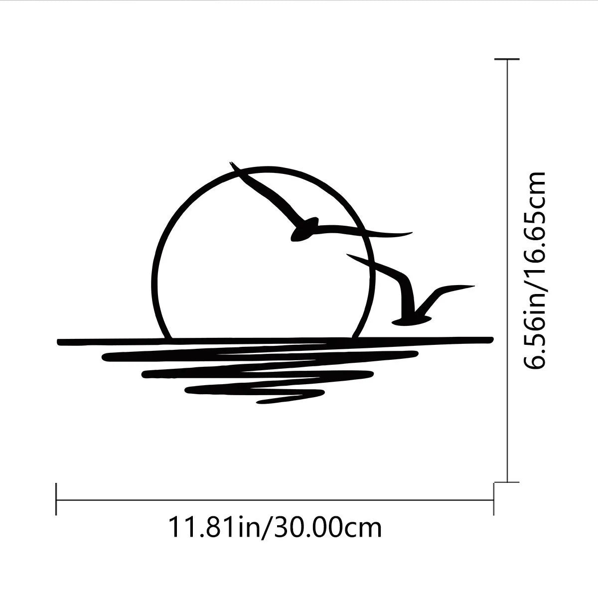 sticker mural minimaliste soleil oiseaux eau noir salon chambre decoration métal illustration simple suspensible