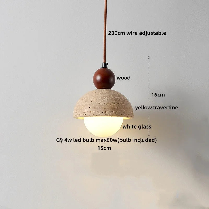 suspension lumineuse moderne pierre naturelle blanc brun lustre salon cuisine chambre minimaliste