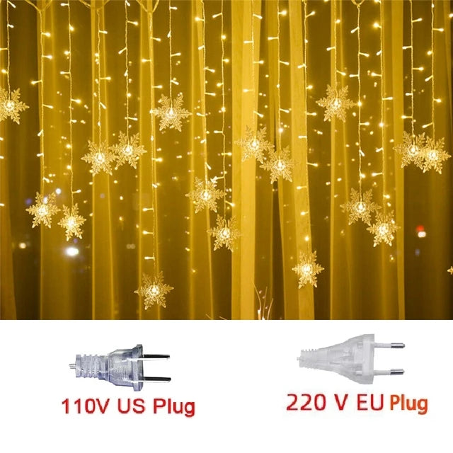 guirlande lumineuse flocons neige étoiles multicolore blanc rouge vert bleu décoration noël festive chambre