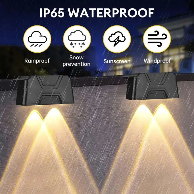 lumière solaire ip65 led extérieure moderne escaliers mur noir abs