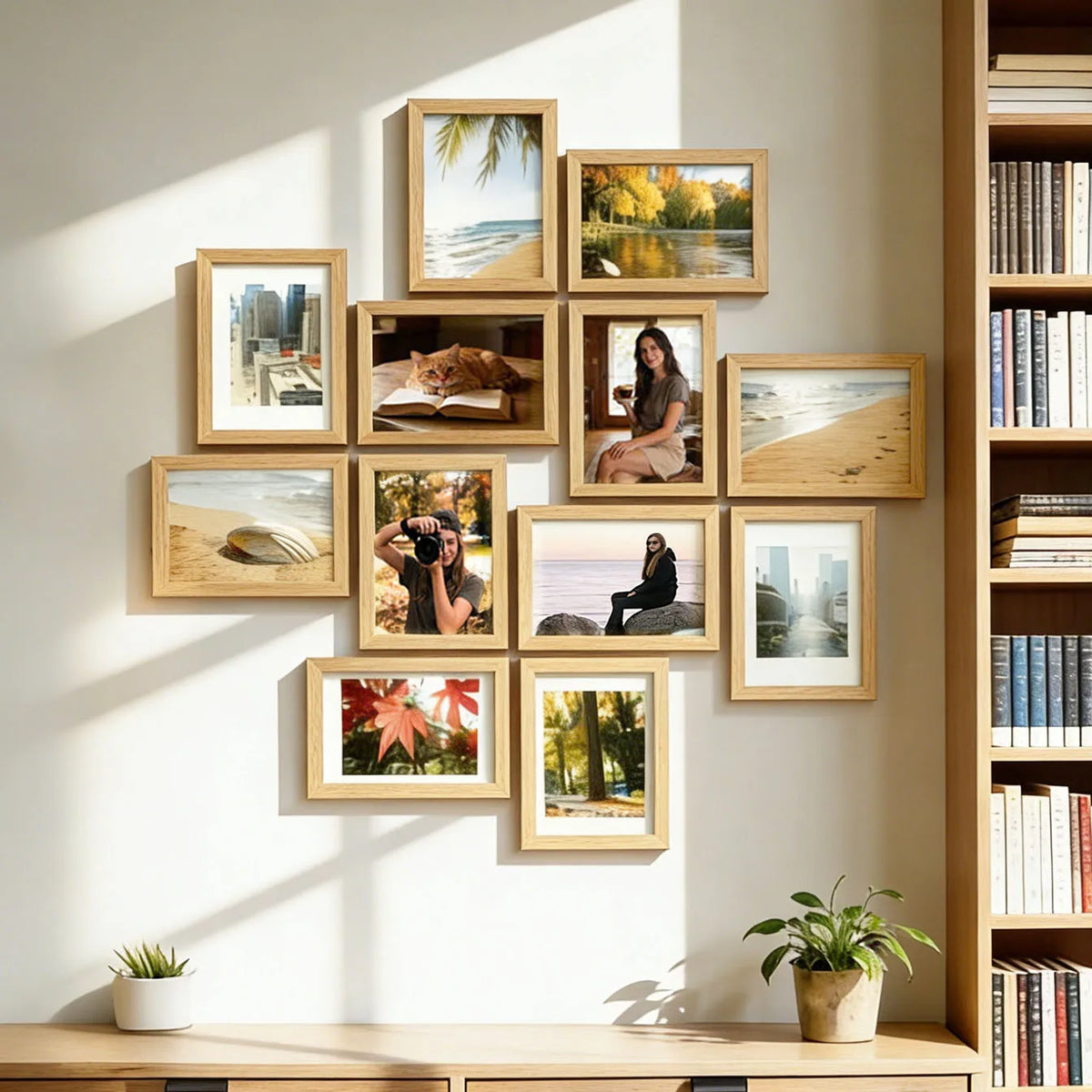 Cadres photo bois modernes noirs naturels set 12 plan