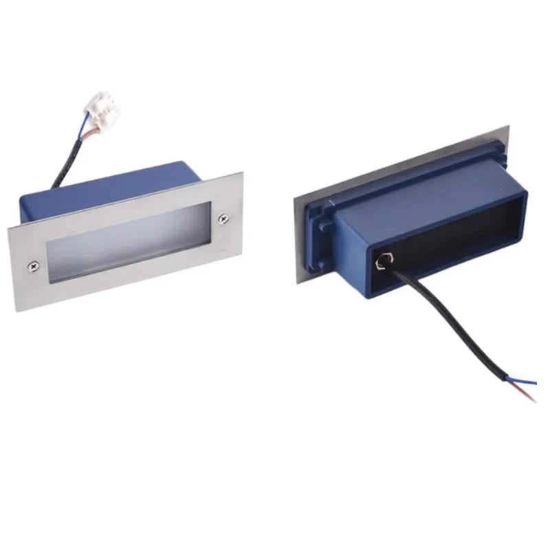 lampe sol moderne bleu argenté led 3w 5w verre trempé ip66 acier poliextérieur