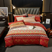Parure de lit réversible bohème Paisley 3 pièces en coton brossé - Housse de couette fleurie vintage