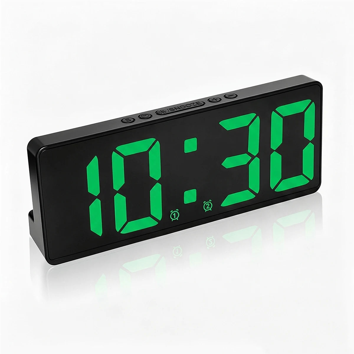 horloge numérique moderne détection vocale affichage température mode nuit led noir geometrique
