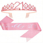 couronne anniversaire strass dorés ruban rose texte princesse fête cadeau favoris numéro anniversaire
