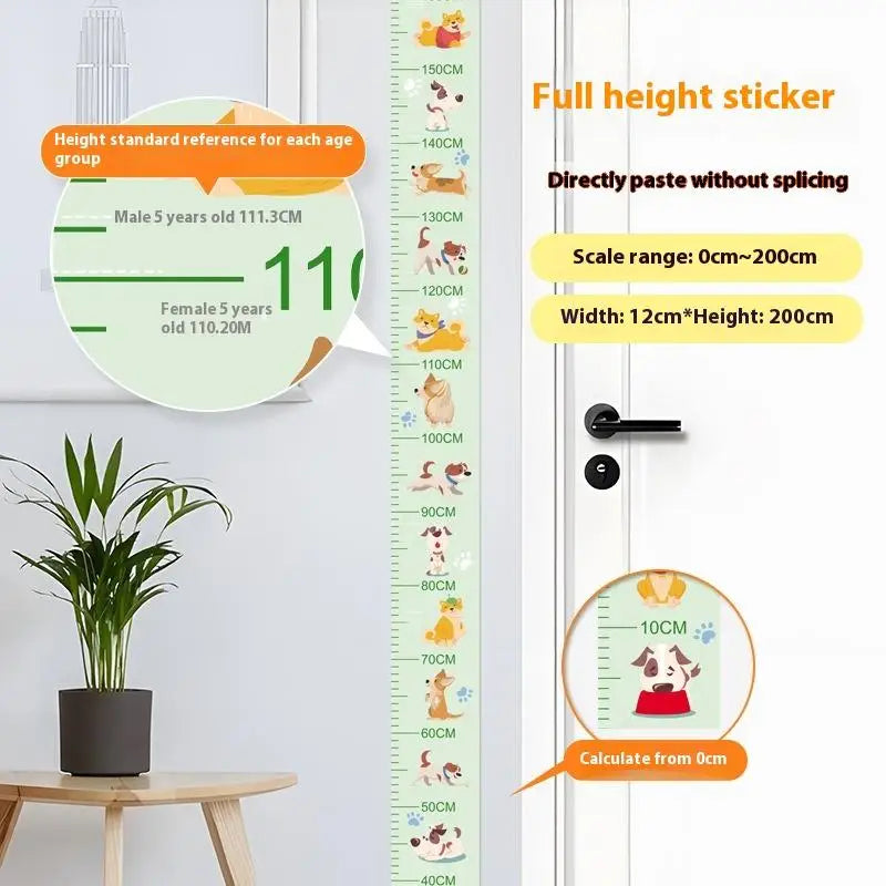 sticker mesure hauteur animaux chiffres bleu vert orange moderne enfants chambre