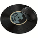 tapis souris rond imitation vinyle chat noir deco musicale antidérapant caoutchouc noir bleu beige
