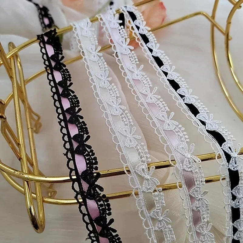 rubans décoratifs dentelle florale noir rose blanc coton polyester vintage shabby chicUsageId1 YardUsageId