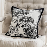 housse coussin carrée jacquard motif floral vert beige gris décoration salon chambre moderne chic