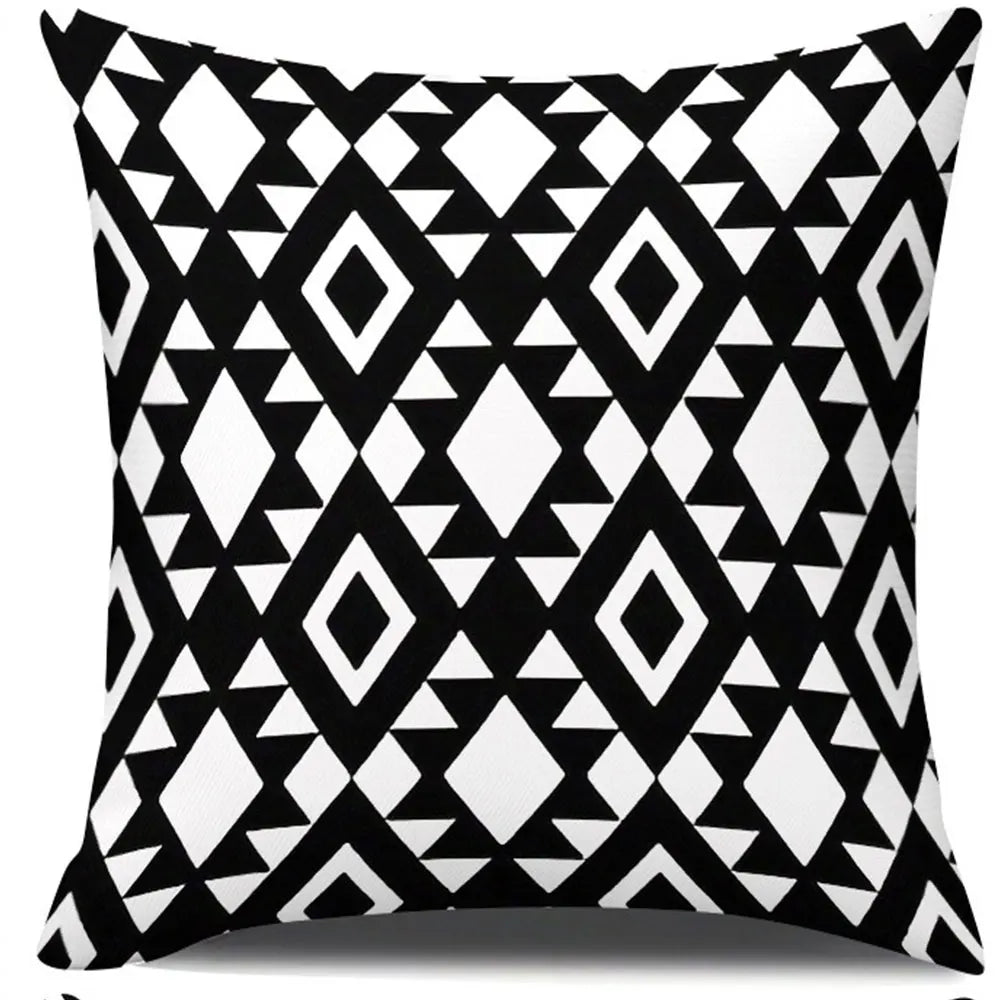 housse coussin polyester motif géométrique noir blanc moderne lit salon voiture