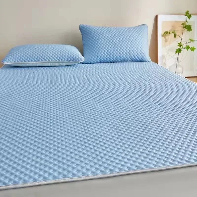 drap lit bleu clair texture points régulières moderne adhésif chambre adulte lit sommeil optimal