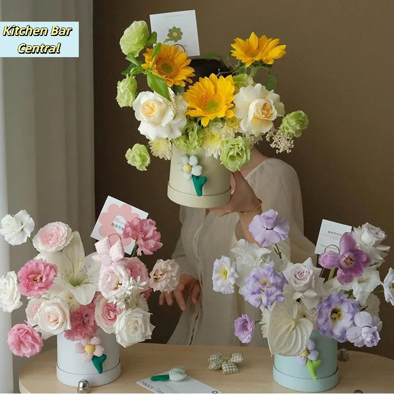 boîtes rondes fleurs rose blanc moderne opaques occasion fête decoration