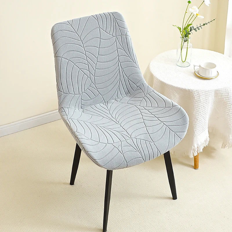 housse chaise moderne jacquard motif feuilles gris clair protection siège banquet mariage