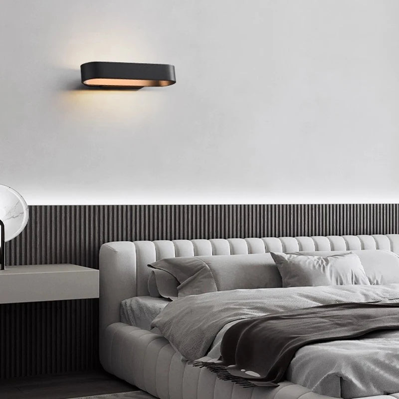 applique murale moderne led noir blanc aluminium éclairage chambre salon entrée fixée mur flux
