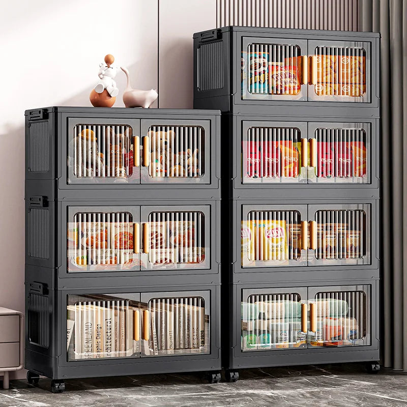 rangement modulaire pliable noir moderne roulettes grilles rangement amovibles