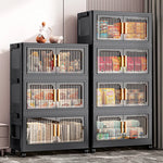 rangement modulaire pliable noir moderne roulettes grilles rangement amovibles