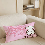 taies d'oreiller décoratives moderne motif ours fleurs imprimées non toxiques respectueuses environnement rose bleu