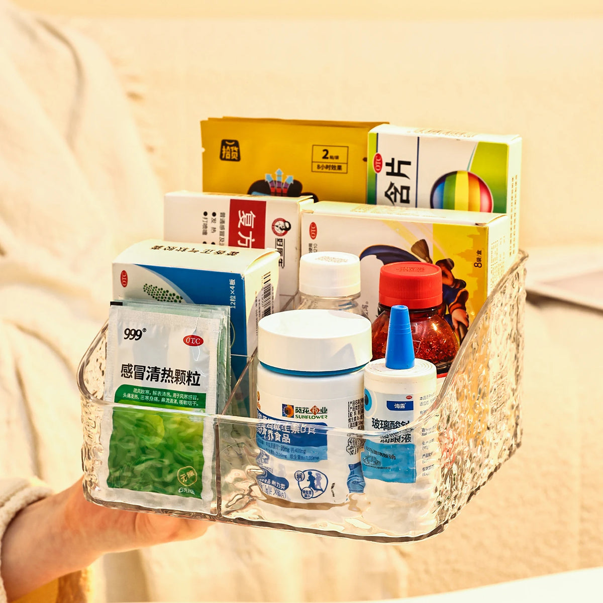 boîtes rangement médicaments transparentes imprimées cosmétiques réutilisables divers couleurs pratiques