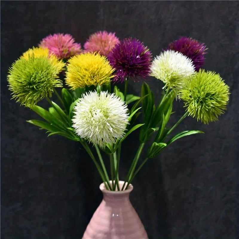 décoration intérieure fleurs artificielles dandelion bouquet moderne anniversaire mariage vert jaune blanc rose