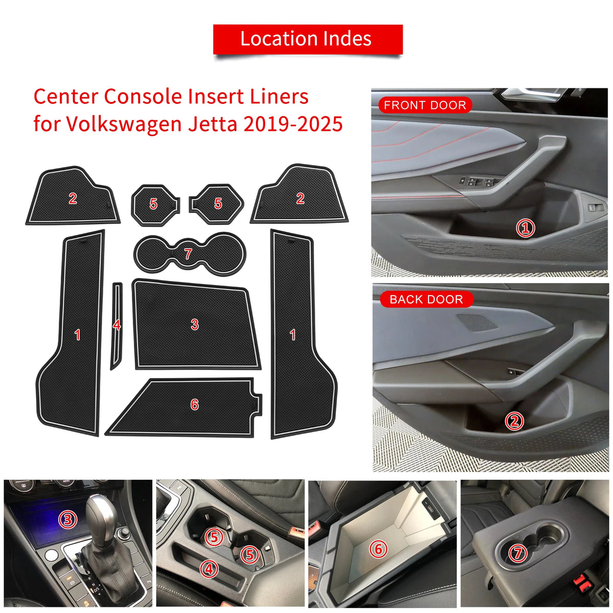 revêtement intérieur voiture inserts console centrale noir gris argenté texturé adhésif adaptable emplacements
