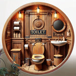 panneau decoratif mural bois naturel rond vintage rustique salle bains