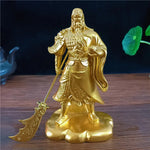 statue bouddha guan gong bronze armure historique décoration maison épée dorée résine feng shui