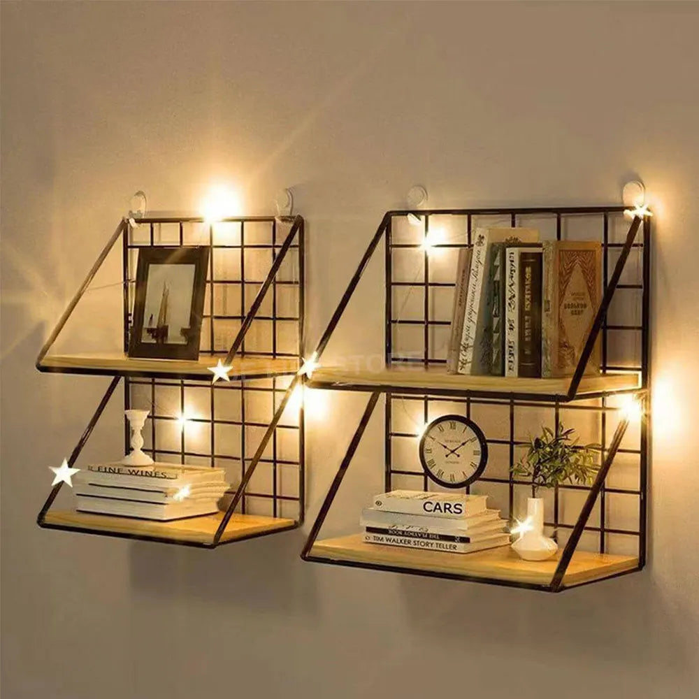 étagère murale industrielle métal bois blanc noir rangement salon chambre decoration moderne finition grille