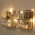 étagère murale industrielle métal bois blanc noir rangement salon chambre decoration moderne finition grille