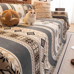 housse canapé polyester jacquard multicolore motif géométrique antidérapante automne hiver extérieur accueil