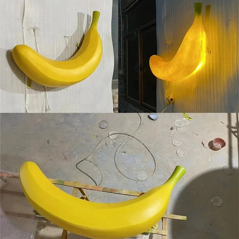 lampe décorative forme banane jaune moderne matériau métal fixations statuaire intérieure decoration