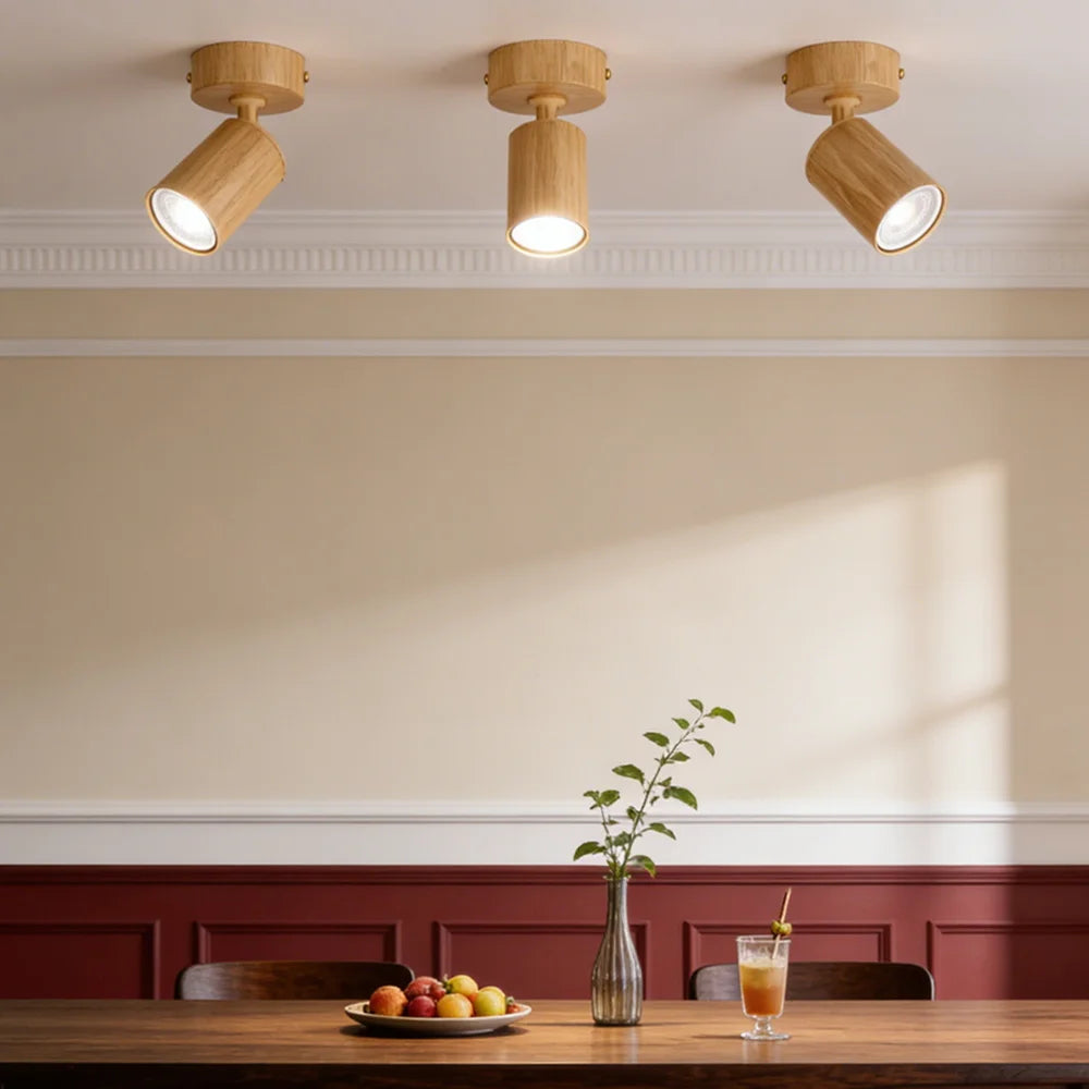 spot led bois grain moderne vis câbles ampoule remplaçable 110v