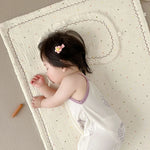 tapis bébé blanc points colorés bordure dentelée doux classique 60x100cm 3ans