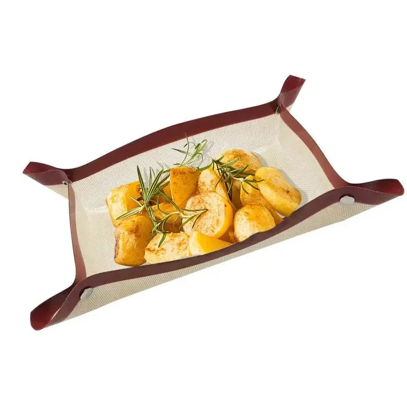 tapis cuisson silicone antiadhésive respectueux environnement beige marron texture tissée clips métalliques moderne cuisine