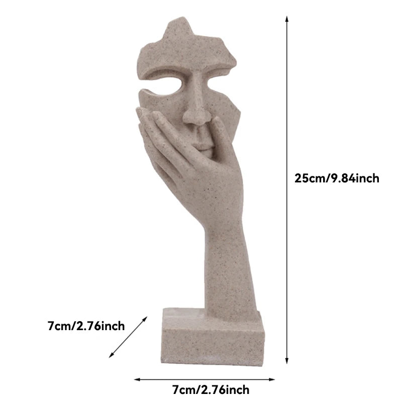statues sculptées moderne abstrait beige gris statuette granulée résine opaques décoration intérieure chambre