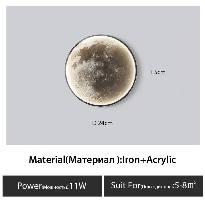 lampe murale lune moderne blanc gris éclairage quotidien led dimmable 3000k 6000k monté surface
