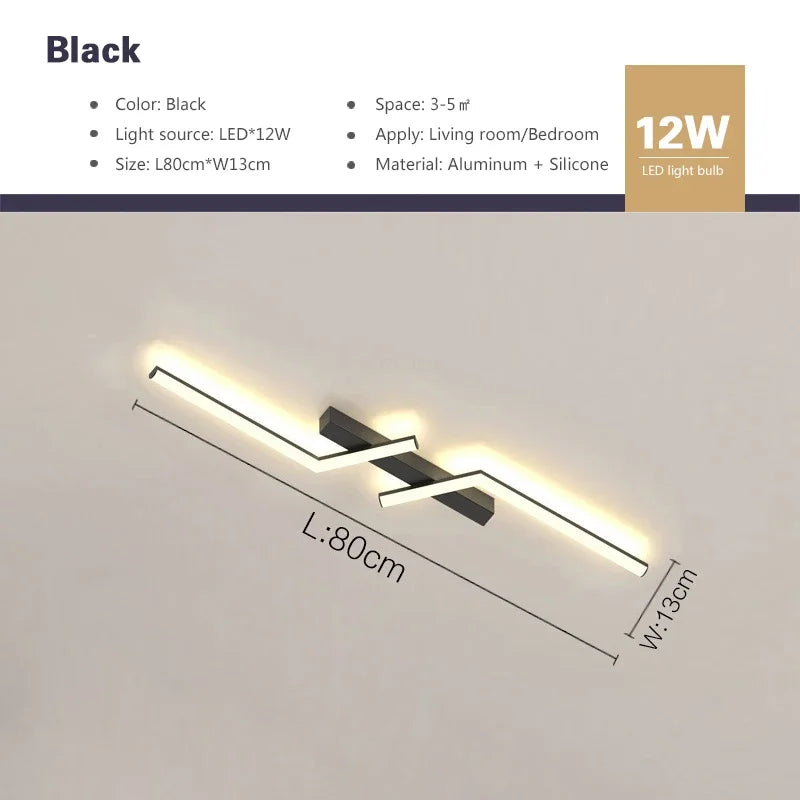 lampe moderne led noir 100cm 80cm 60cm minimaliste stepless dimming warm white