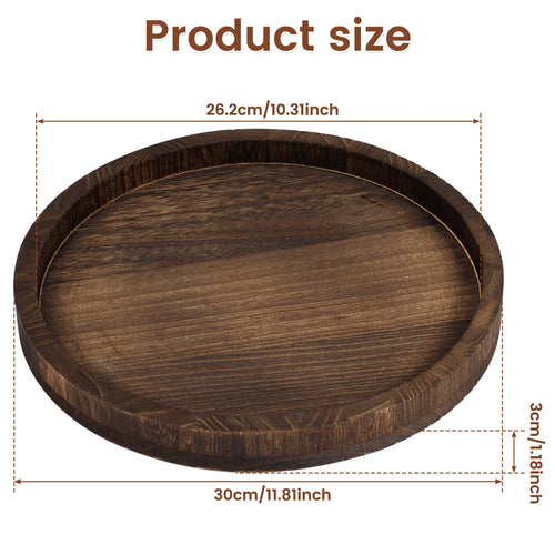 plateau circulaire bois vintage marron foncé texture naturelle décoration maison bougeoir servir plats