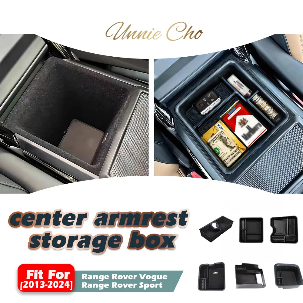 boîte rangement accoudoir central noir range rover sport vogue organisation contemporaine anti dérapant