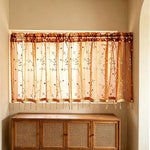 rideau semi transparent polyester brodé floral doré orange clair classique 130cm 60cm