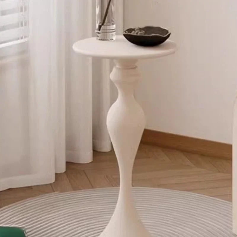 table basse moderne ronde acier inoxydable couleur blanc gris salon minimaliste maison decoration