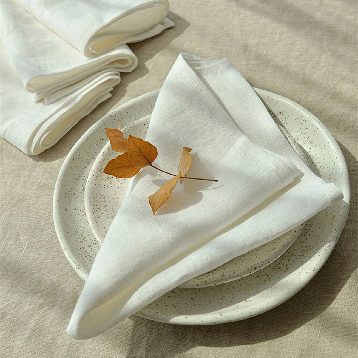 serviettes blancs minimaliste texture rugueuse ensemble 6pcs 12pcs 24pcs restaurant mariage