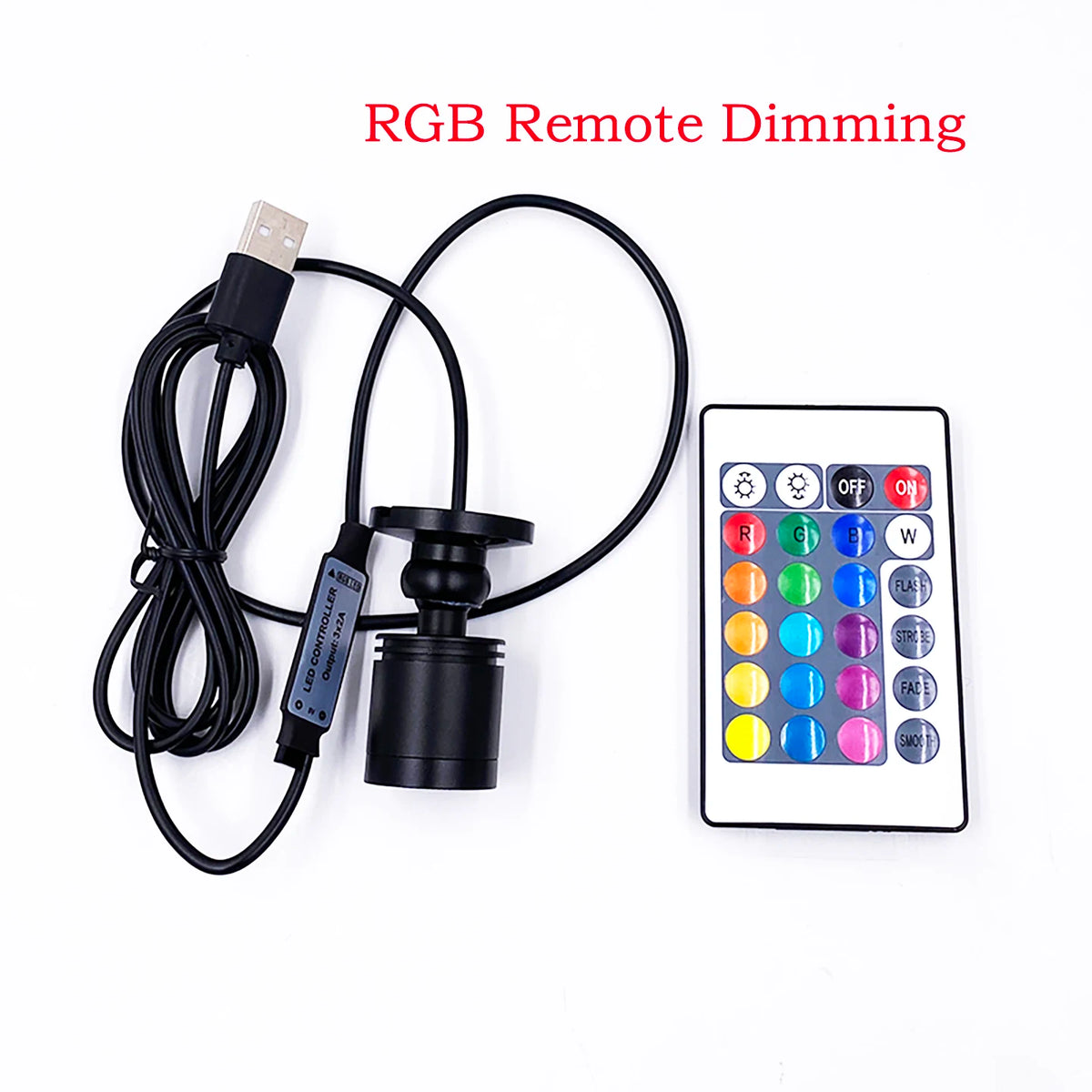 projecteur led rgb noir moderne 1w 3w usb 5v télécommande adhésif opaque
