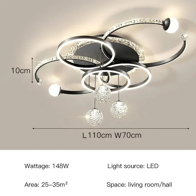suspension lumineuse moderne chandelier led blanc noir or abstraite chambre salon