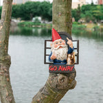 statue gnome humoristique résine rouge blanc bleu écureuil plaque go away noel decoration exterieure