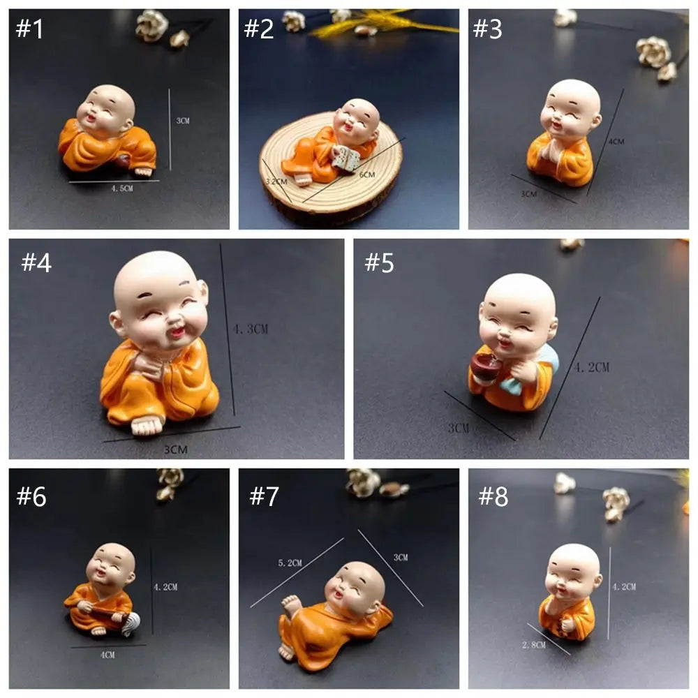 ornement résine figuratif bouddha varié décoration maison statuette mat opaque orange blanc