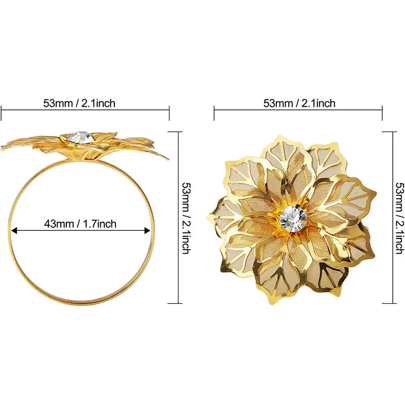 bagues dorées fleurs diamants simulés élégantes modernes anneau ajustable set pièces