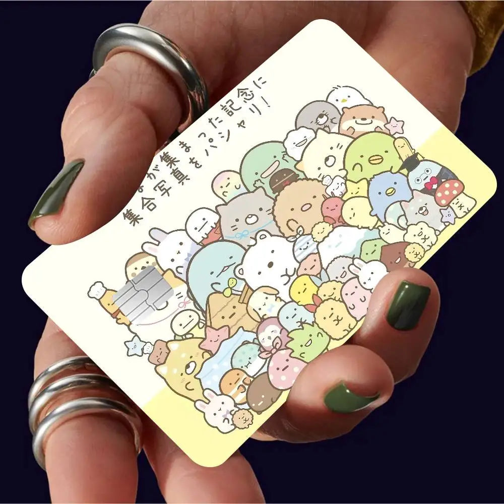 adhésifs décoratifs cartes bancaires dessin animé personnages mignons accessoires beige rose bleu vert marron