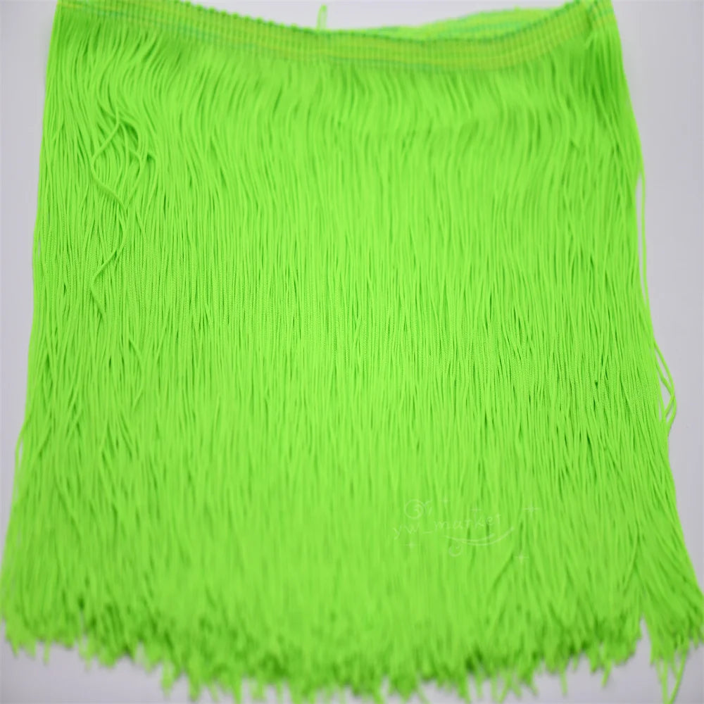 franges polyester 20cm large bleu vert orange tissu moderne décoration vêtement craft