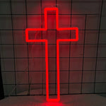 croix lumineuse rouge blanc moderne minimaliste acrylique LED chambre décoration festive Pâques Halloween